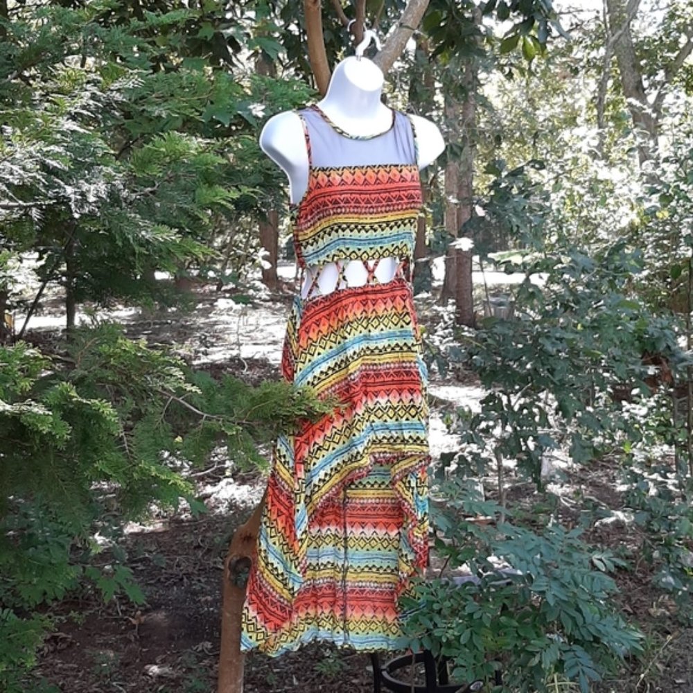 Dress Club Aztec  high low mesh top beach dress